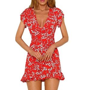 Red Floral Wrap Dress NBW